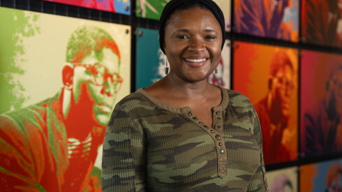 Chef Lizz Wright smiles at The Hunt at Logan at the Reva and David Logan Center for the Arts in Hyde Park, Saturday, Oct. 17, 2026.