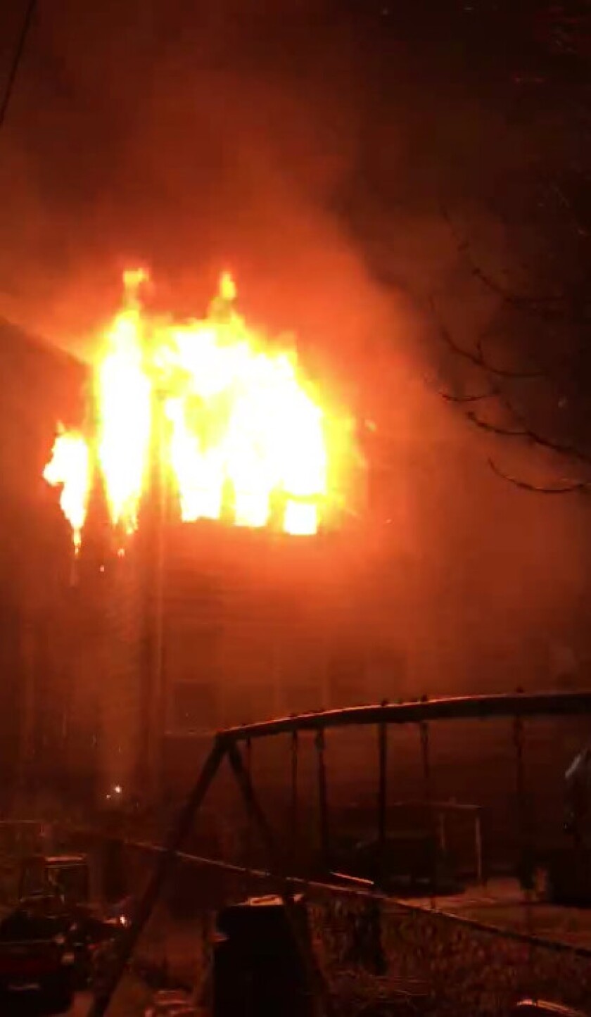 Firefighters battled a blaze Tuesday night at an apartment building in the 2300 block of Euclid Avenue in Berwyn. | Network Video Productions