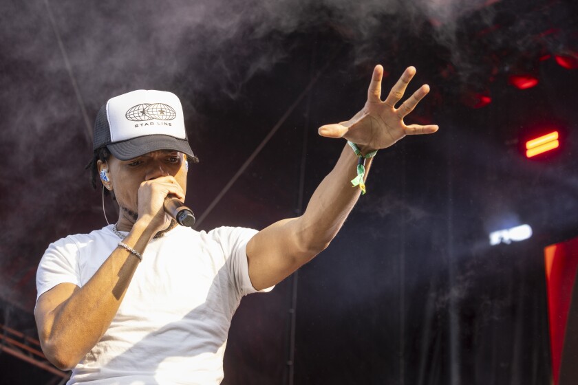 Chance the Rapper performs on the Perry’s stage on day three of Lollapalooza, Saturday, August 2, 2025.