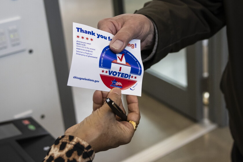 Poll Time Sticker Illinoisans hit the polls as primary election day arrives - Chicago Sun ...