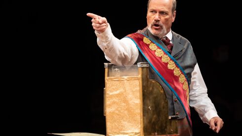 David C Girolmo stars as Horace Vandergelder in “Hello, Dolly!” 
