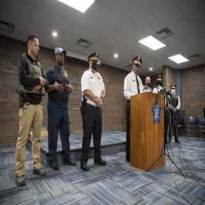 Chicago Police Supt. David Brown speaks to reporters after a person was shot by police during a standoff Friday morning in West Garfield Park.