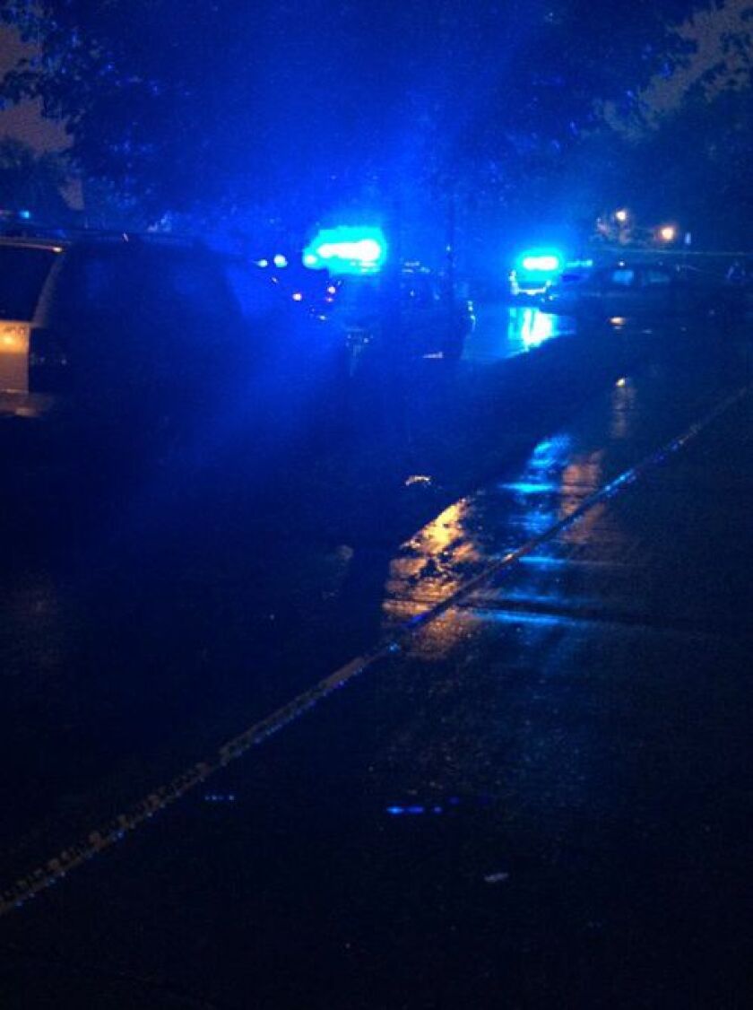 The scene where a man was shot and killed and another wounded early Sunday in Back of the Yards. | Reema Amin/Sun-Times Media