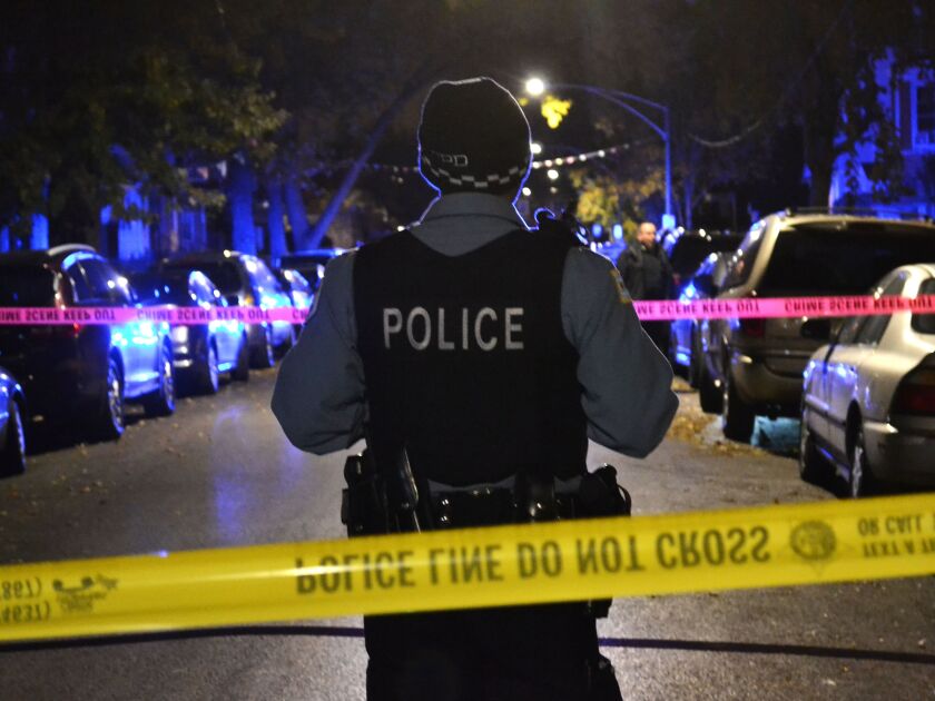 Police investigate a shooting about 11:30 p.m. Thursday, November 1, 2018 in the 2600 block of South Kedvale Avenue in Chicago. | Justin Jackson/ Sun-Times