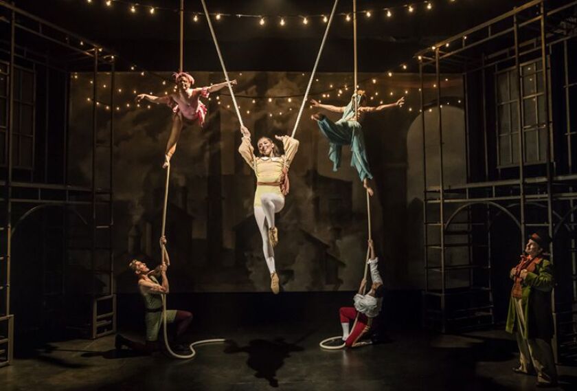 Audrey Anderson (center) as Sissy, in the Lookingglass Theatre production of “Hard Times.” | LIZ LAUREN