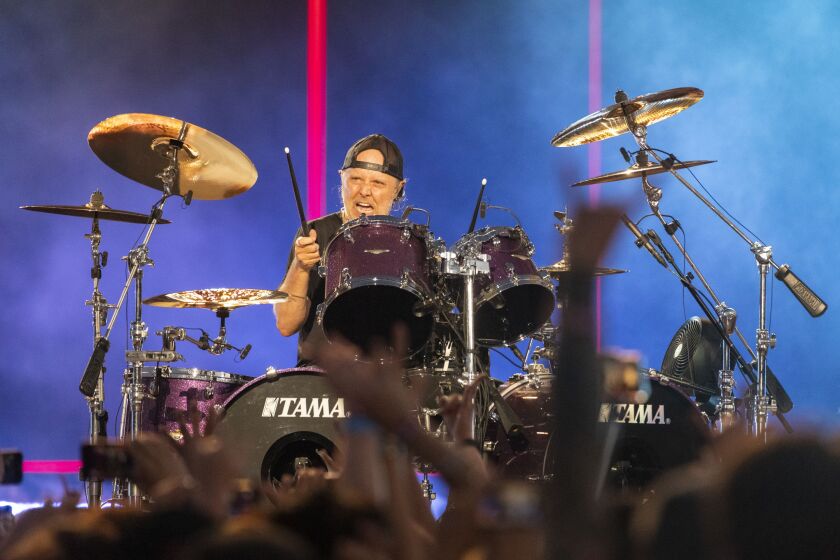 Metalica performs at the T Mobile Stage, during the first day of Lollapalooza at Grant Park, Thursday, July 28, 2022.