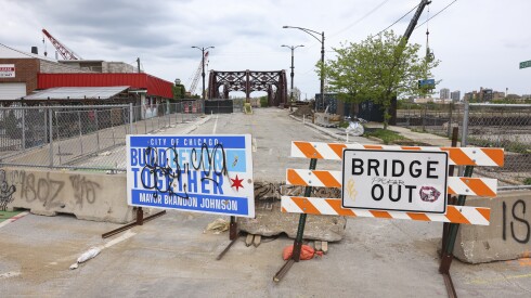 The Cortland Street bridge, one of four on the Near North Side currently closed for repairs, as seen Friday, April 24, 2026. | Anthony Vazquez/Sun-Times