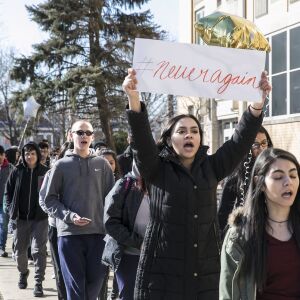 Students from Hancock High School walk out of class to protest gun violence. | Ashlee Rezin/Sun-Times