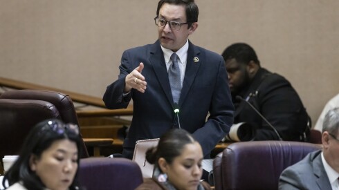 Ald. Ray Lopez (15th) speaks during a Chicago City Council meeting at City Hall on Feb. 19.