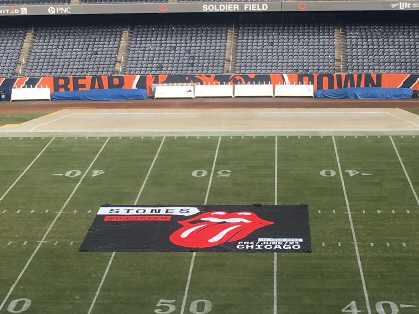 The Rolling Stones will play Soldier Field in June 2019. The announcement came via several banners unfurled Monday at the stadium. | Almudena Rincon
