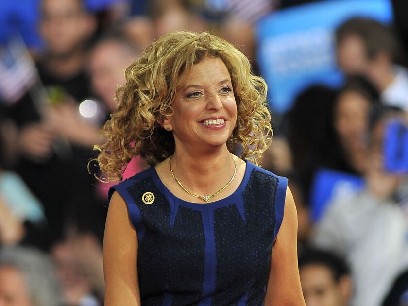 U.S. Rep. Debbie Wasserman Schultz, D-Fla., is shown in 2016 at a campaign rally in Miami. Florida police said Wednesday they were investigating a suspicious package near the congresswoman’s Florida office hours after authorities intercepted potential exp