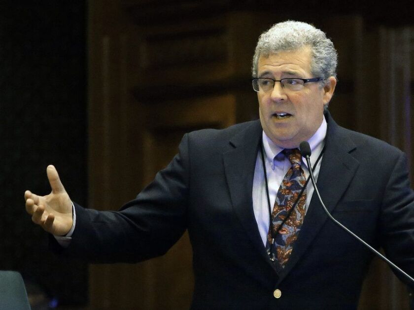 In this May 15, 2014 file photo, current Illinois Auditor General Frank Mautino then an Illinois state Representative, speaks at the state Capitol in Springfield.(AP Photo/Seth Perlman, File)