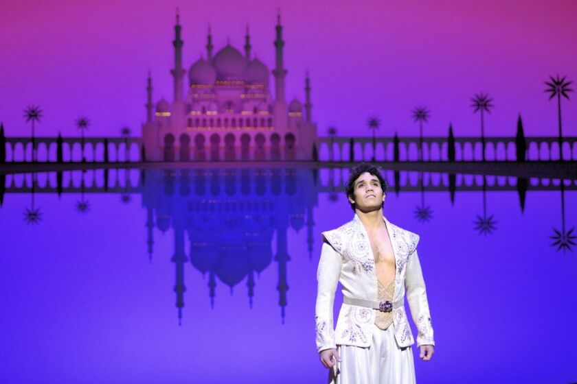 Adam Jacobs in the Broadway musical “Aladdin.” Jacobs is starring in the national touring production of the musical, which arrives in Chicago April 11. | Deen Van Meer