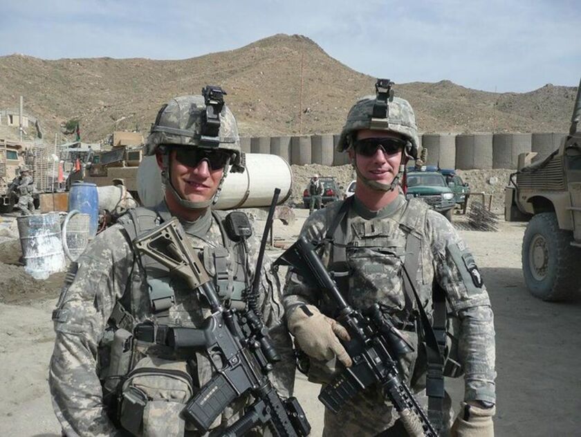 Then-Lieutenant Jim Rudisill (left) and Capt. Christopher Boyd in 2010 in Khost Province, Afghanistan.