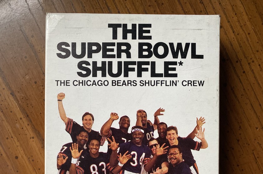 The cover of a VHS copy of the "Super Bowl Shuffle" video.