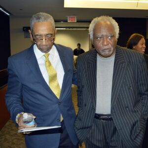 Congressmen Bobby L. Rush, left and Danny K. Davis enter the third-floor conference room of the Ralph H. Metcalfe Federal building before a press conference about the resignation of U.S. Rep. Jesse Jackson Jr., 2nd Congressional District, Wednesday, November 21, 2012.