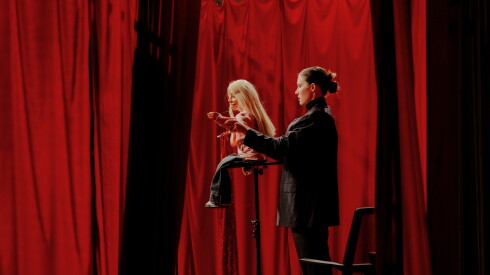 Ventriloquist Sophie Becker performs at the Gertie Hub, 400 N. Peoria, during the opening reception of "82 Nights Only."