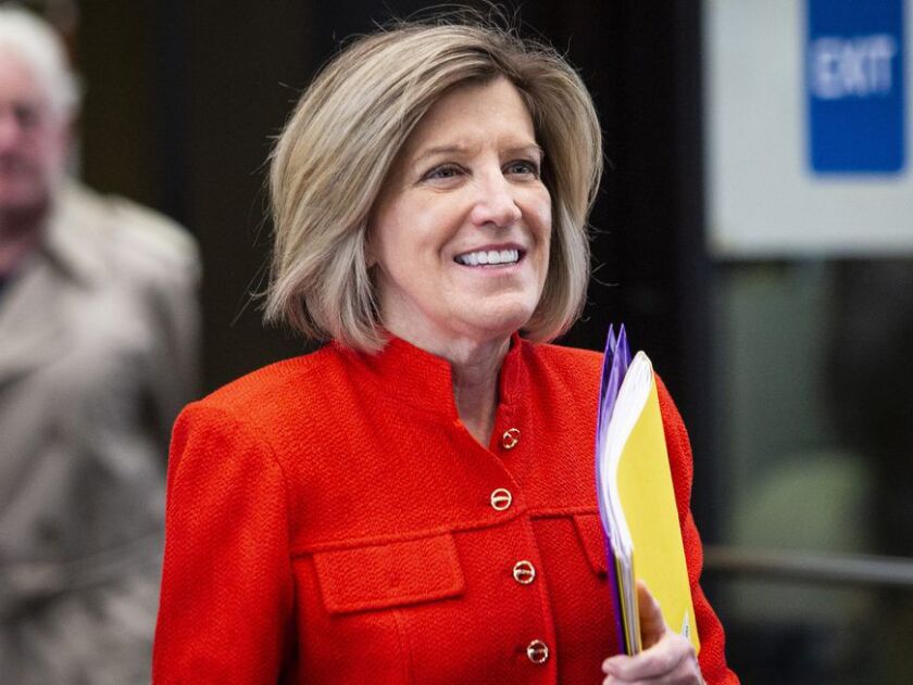 Former State Appeals Court Judge Sheila O’Brien walks out of the Leighton Criminal Courthouse on Thursday, May 2, 2019. | Ashlee Rezin for the Sun-Times