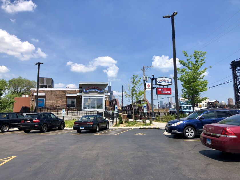 The parking lot of Lawrence’s Fish & Shrimp, where Rudy Rangel Jr. bought a Franck Muller watch for $25,000. | Sam Charles / Sun-Times