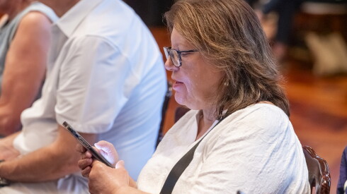 Ellyn Robinson attends the Chicago event that was part of a nationwide reading of The Declaration of Independence on the 250th Anniversary of the first public reading of the Declaration, Wednesday, July 8, 2026.