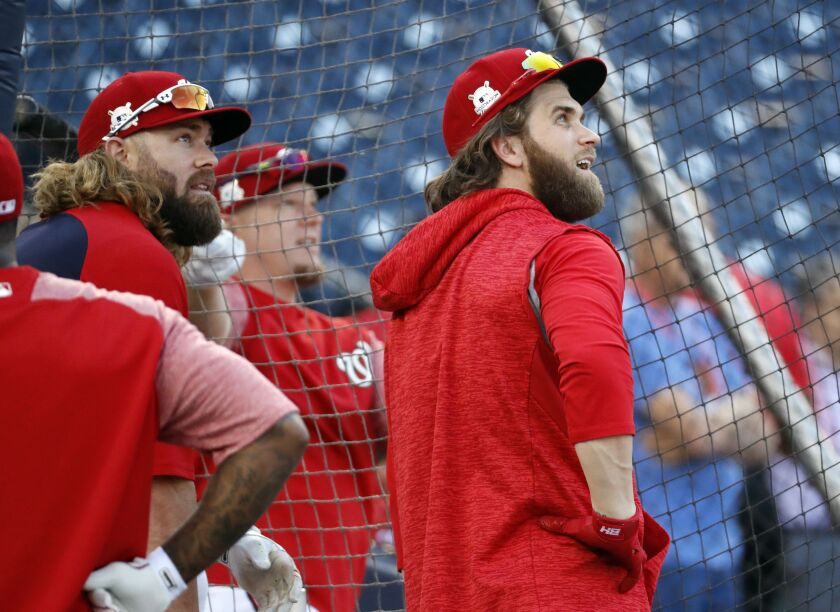 Washington Nationals’ Jayson Werth, left, and Bryce Harper.