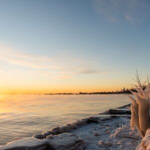 Chicago’s lakefront is frozen over Friday morning as temperatures drop below zero, Friday, Jan. 25, 2019, in Chicago. | Tyler LaRiviere/Sun-Times