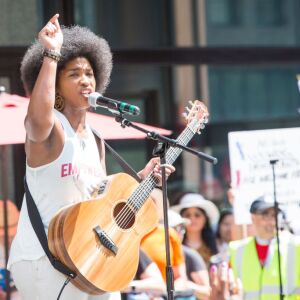 Melody Angel speaks at the Families Belong Together march. | James Foster/For the Sun-Times