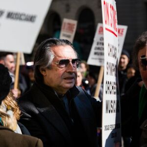 Music Director Riccardo Muti with musicians of the Chicago Symphony Orchestra, who are on strike, in front of Symphony Center, Tuesday, March 12, 2019. | James Foster/For the Sun-Times