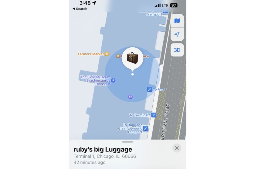 An Apple AirTag showed that Sandra Shuster’s daughter’s luggage was still at O’Hare Airport.