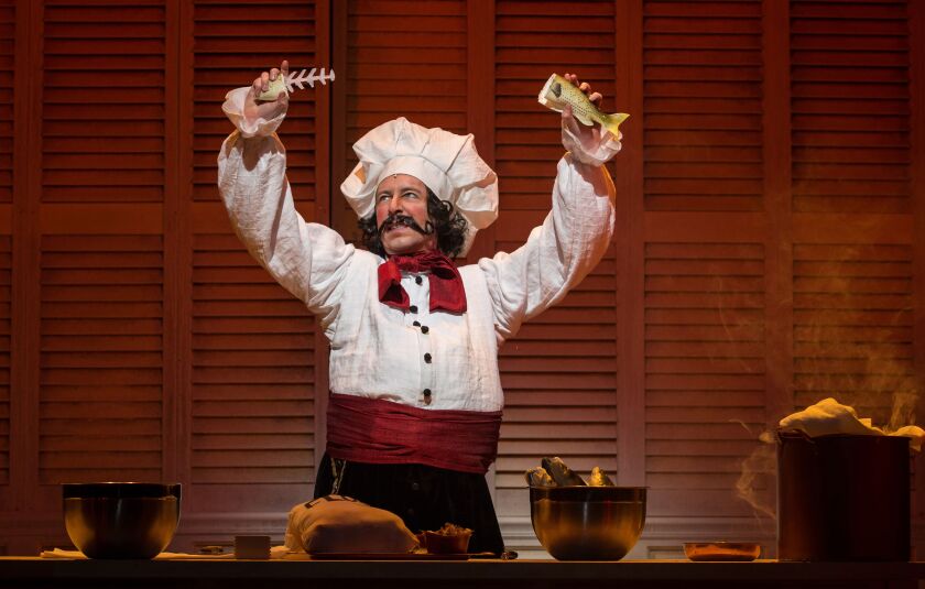 George Keating plays Chef Louis in Paramount Theatre’s production of Disney’s “The Little Mermaid.” (Photo: Liz Lauren)