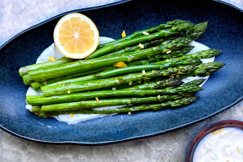 Roasted Asparagus with Preserved Lemon Labneh