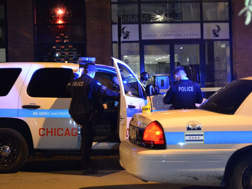 Police investigate a shooting about 4 a.m. Saturday, October 20, 2018 in the 300 block of West Ontario Street in Chicago. | Justin Jackson/ Sun-Times
