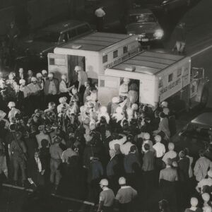 Police prepare to load demonstrators into wagons on Michigan Ave at 18th st. | Sun-Times files