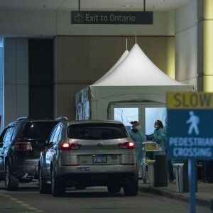 COVID-19 testing area at Northwestern Hospital, Friday, March 20, 2020.