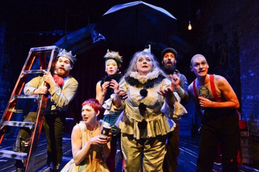 Anthony Courser (from left), Molly Plunk, Leah Urzendowski, Pam Chermansky, Jay Torrence and Ryan Walters in The Ruffians’ “Burning Bluebeard.” | Photo by Evan Hanover.