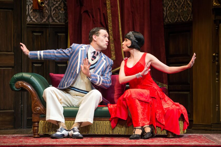 Ned Noyes and Jamie Ann Romero in “The Play That Goes Wrong.”| Jeremy Daniel Photo
