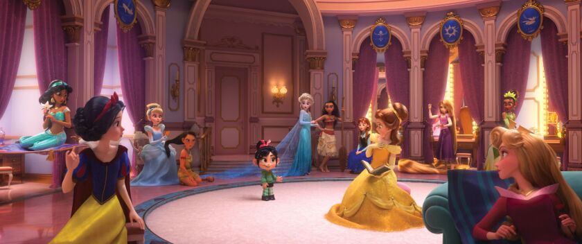Vanellope von Schweetz meets a bevy of Disney princesses in “Ralph Breaks the Internet.” | ©2018 Disney