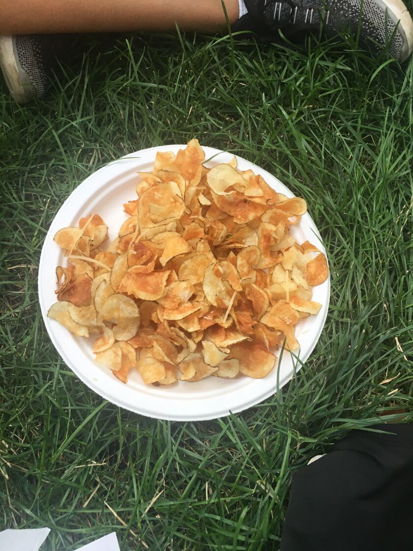 Lolla Noms: Parmesan chive chips | Amanda Svachula/Sun-Times