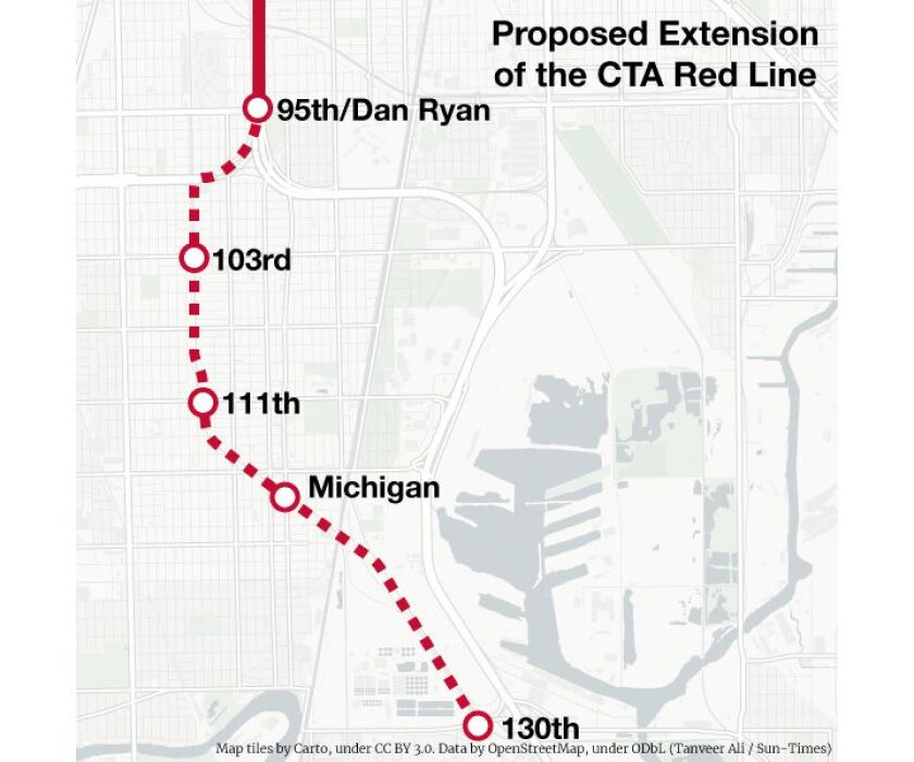 This is the proposed route of the South Side Red Line expansion.