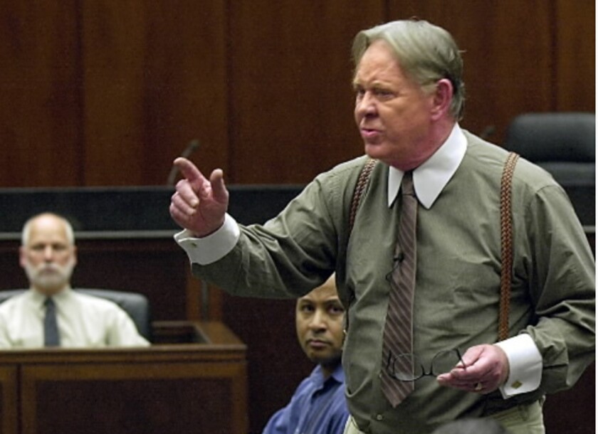Joel Daly as Atticus Finch in a mock “To Kill a Mockingbird” trial in 2001 at the Dirksen Federal Building.