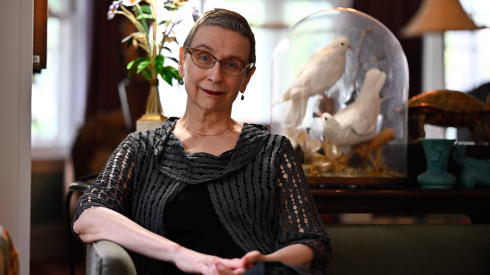 Author Audrey Niffenegger poses for a portrait at her home in the Irving Park neighborhood of Chicago on Sept. 17, 2026.