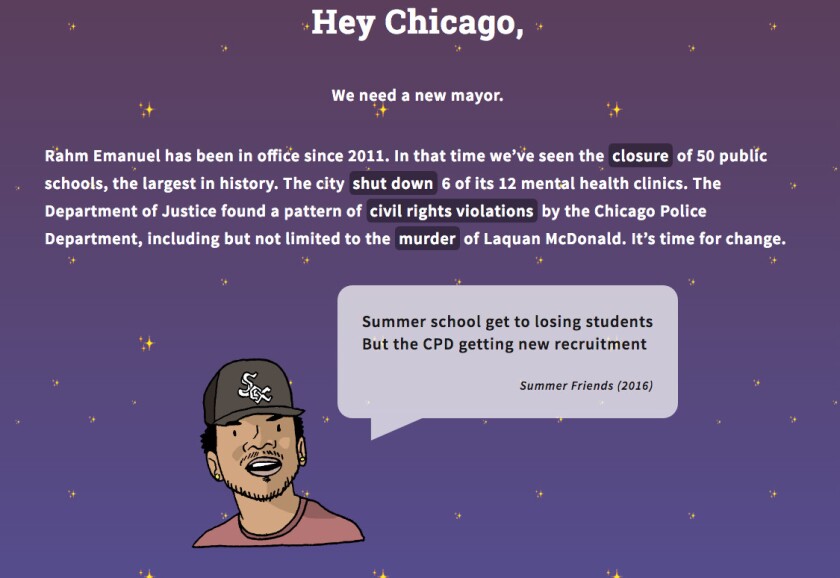 ‘It’s time for change,’ the chano4mayor.com website says. | chano4mayor.com screen grab