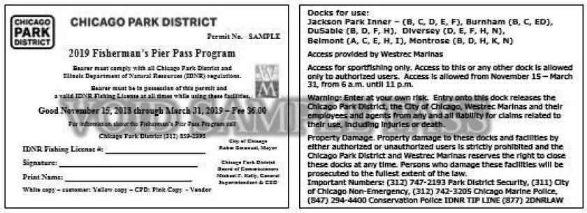 Sample pier pass.<br>Provided by Chicago Park District