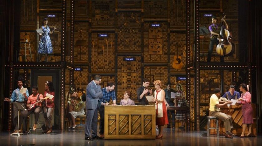A recording studio scene from “Beautiful – The Carole King Musical,” coming to Chicago’s Oriental Theatre. (Photo: Joan Marcus)