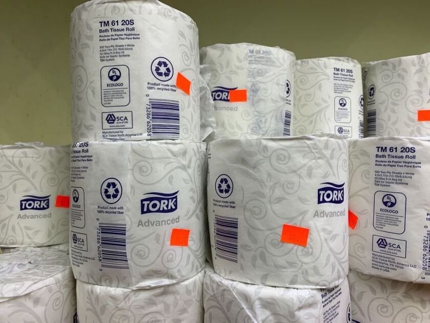 Single rolls of toilet paper were marked up to $4.99 each at a North Side gas station Sunday. A national retailer was selling packages of four rolls for $5.49 online.