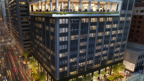 A rendering of changes proposed for the 30 N. La Salle building.
