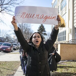 Students from Hancock High School walk out of class to protest gun violence. | Ashlee Rezin/Sun-Times