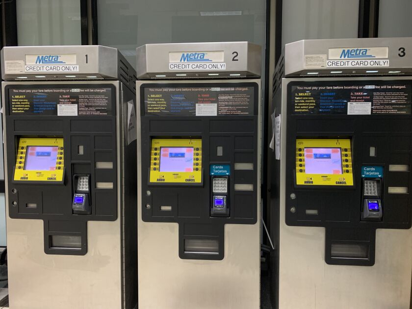 Metra ticket-vending machines at Union Station.