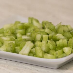Chopped celery brightens up Chinese rice stuffing. | Ashlee Rezin/Sun-Times