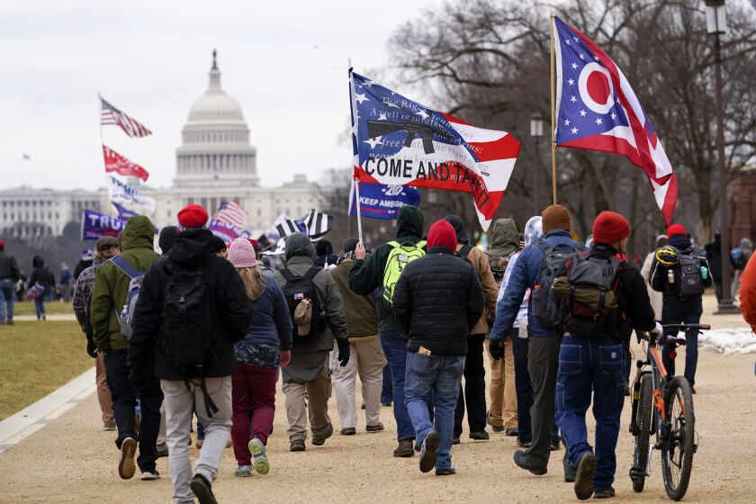 Supporters of President Donald Trump march toward the Capitol Jan. 6.